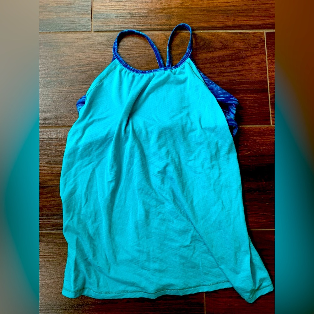 Ivivva by Lululemon teal strappy tank top with built in bra.